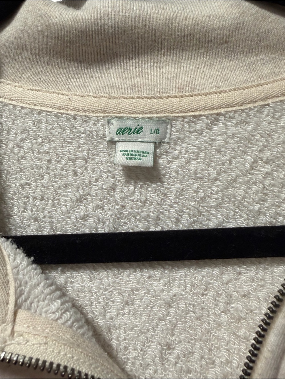 Aerie Cream Quarter-Zip Sweater - Distressed Cutoff - Picture 2 of 3